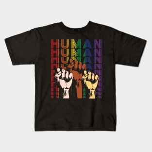 Pride LGBT Strong Hand Human Gay Rainbow Gift Kids T-Shirt